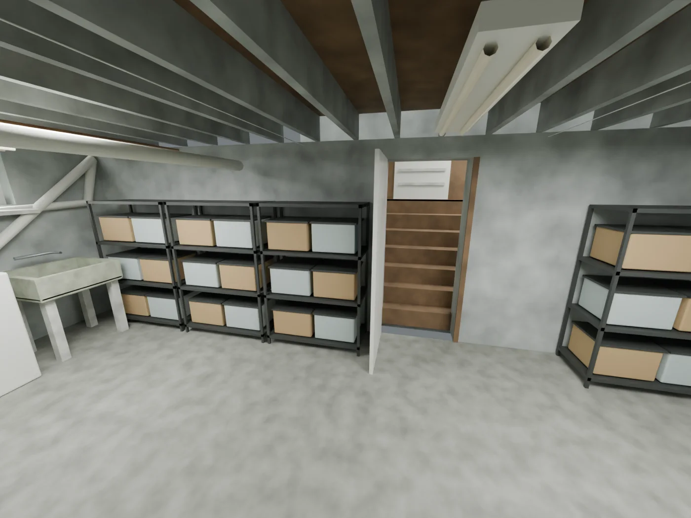 Measured racks along the bulkhead-door wall