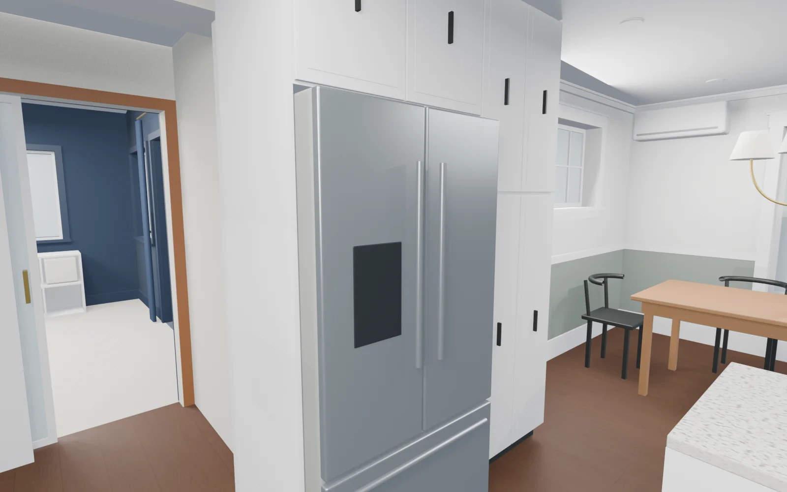 Fridge and tall storage
