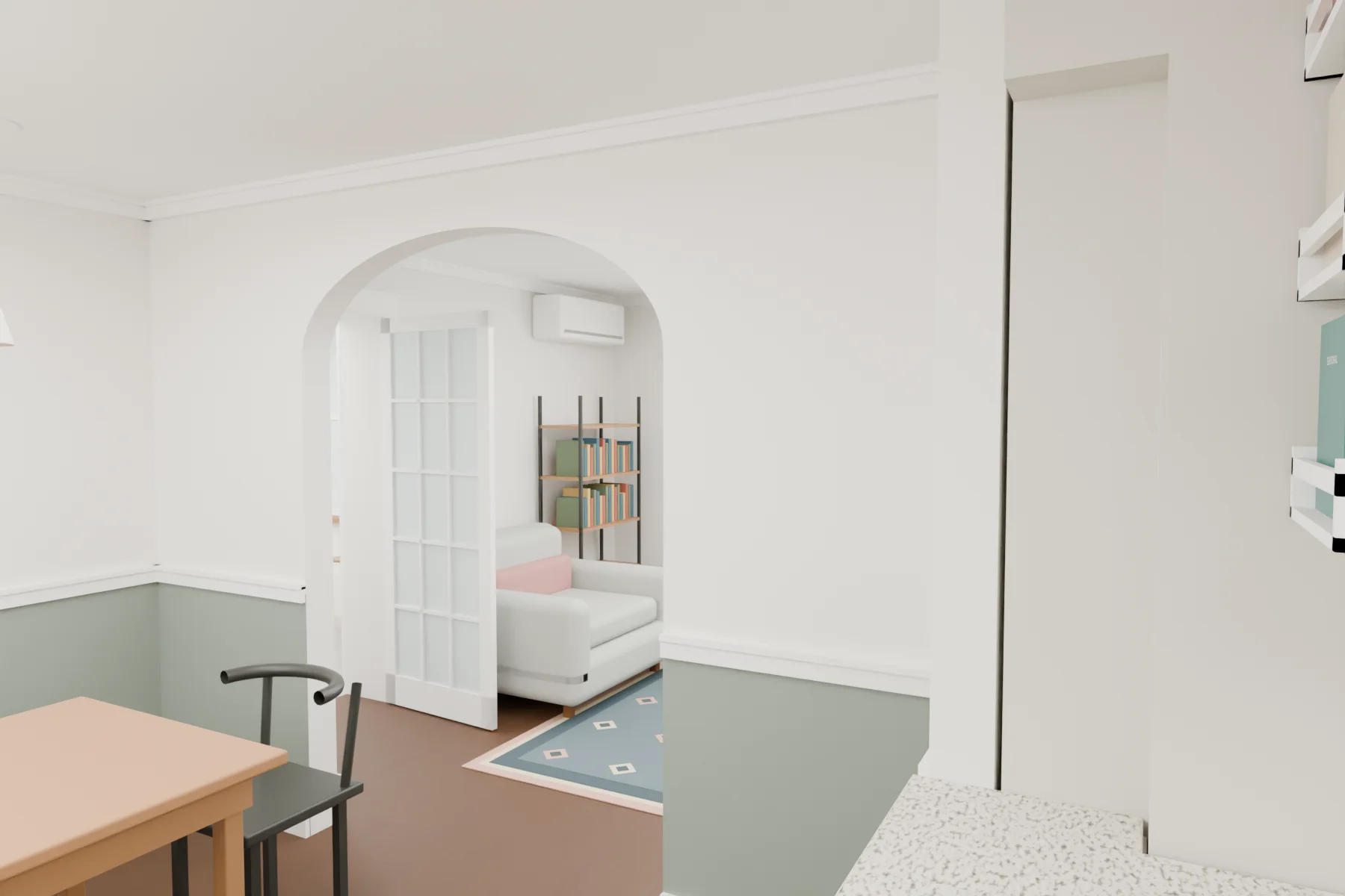 Living-room sightline beside the fridge
