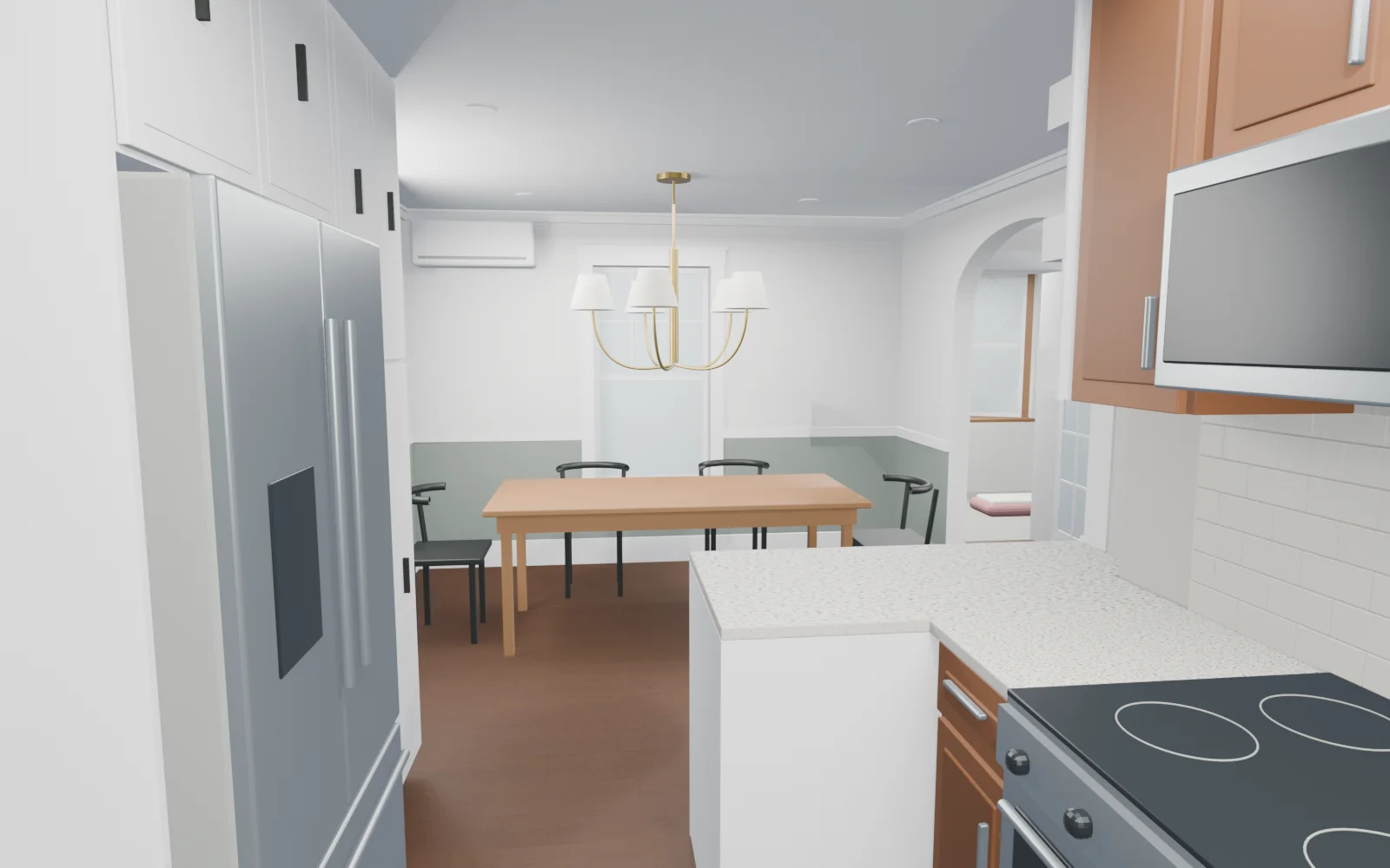 Kitchen toward dining