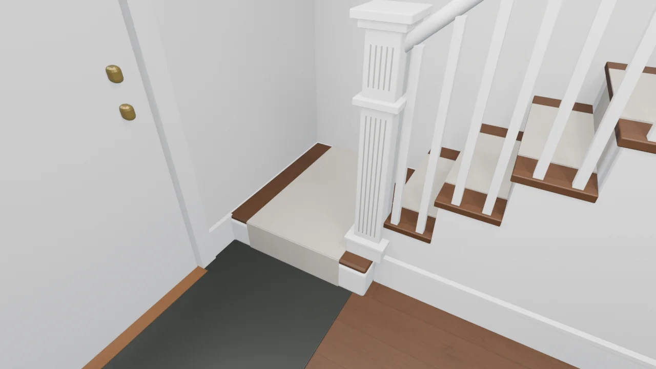 Lower stair landing