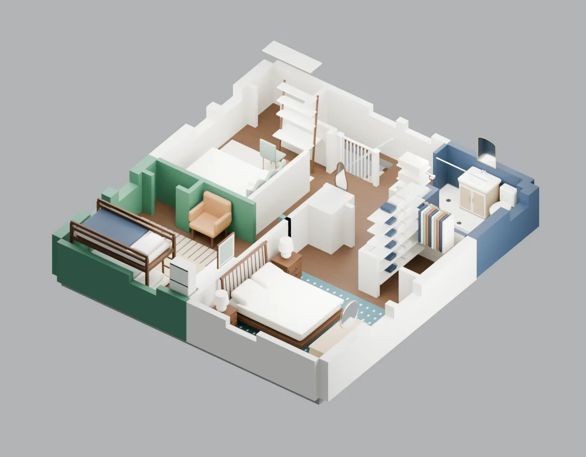 Upstairs: existing layout