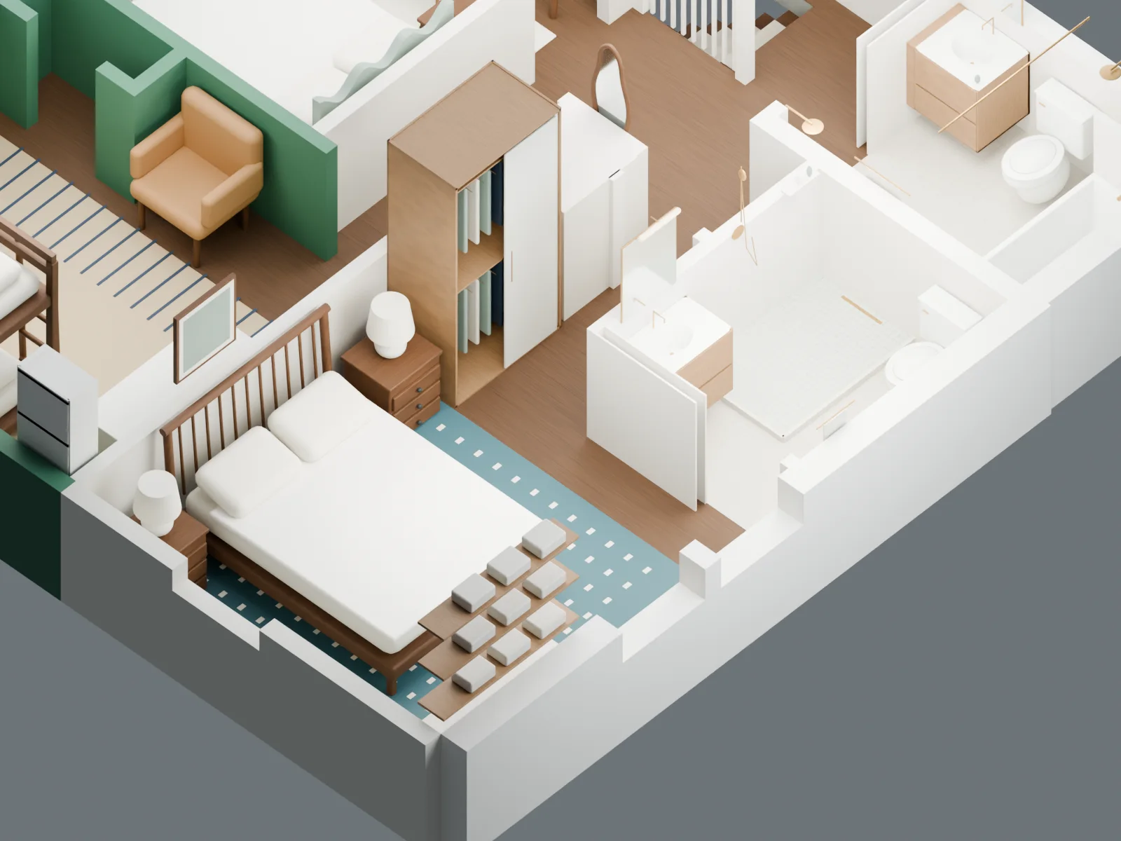 Upstairs: two bathrooms
